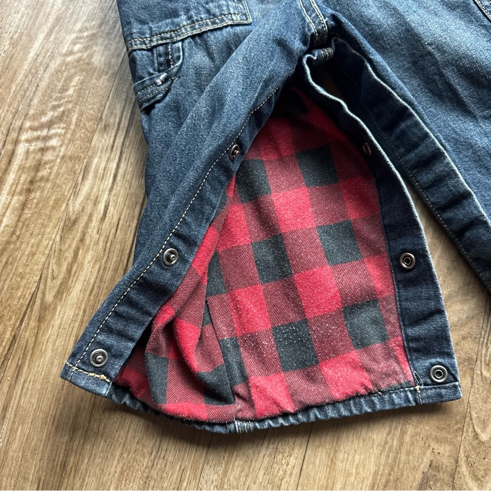 Oshkosh Kids Denim Overalls flannel lined 18 months dark wash - Picture 4 of 5